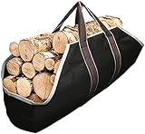 AMAGABELI GARDEN & HOME Large Canvas Log Tote Bag Carrier Indoor Fireplace Firewood Holder Woodpile Rack Fire Wood Carriers Carrying For Outdoor Tubular Birchwood Stand By Hearth Stove Tools Set