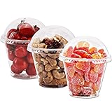 9 oz Clear Plastic Cups with Lids - 25 Sets Dessert Cups with Dome Lids (NO HOLE), Crystal PET Parfait Cups with Lids, Disposable Party Cups for Fruit/Ice Cream/Cupcake/Iced Cold Drinks