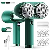 Fabric Shaver,Lint Shaver with LED Display,Sweater Shavers to Remove Pilling,Electric Lint Remover Rechargeable with 4 Blades,Large Sweater Depiller for Fuzz from Clothes,Furniture,Couch(Green)