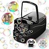 Bubble Machine Automatic Bubble Blower, 10000+ Bubbles Per Minute with 2 Speeds, 8 Wands Bubble Maker, Plug-in or Batteries Bubbles Summer Toys for Outdoor Indoor Party Birthday (Black)