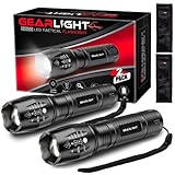 GearLight LED Flashlight 2pack Bright, Zoomable Tactical Flashlights with High Lumens and 5 Modes for Emergency and Outdoor Use, Camping Accessories -S1000