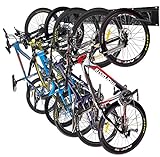 HORUSDY Bike Storage Rack, 6 Bike Racks and 6 Helmets Hooks, Wall Mounted Bike Storage Rack, Max capacity 600lbs