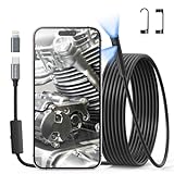 Dual Lens Endoscope Camera for iPhone, Teslong USB-C Borescope Inspection Camera with 8+1 LED Lights, 10FT Flexible Waterproof Fiber Optic Camera Snake Scope for iPad Android Phone-No WiFi Required