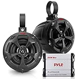 Pyle Waterproof Off-Road Speakers with Amplifier - 4 Inch 800W 2-Channel Marine Grade Waketower Speakers System Full Range Outdoor Audio Stereo Speaker for ATV, UTV, Quad, Jeep, Boat PLUTV42CH
