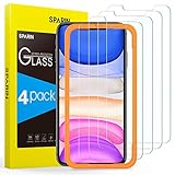 SPARIN Screen Protector Compatible with iPhone 11 / XR 6.1 inch, 4 Pack Tempered Glass with Alignment Frame