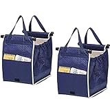 2Pack Insulated Reusable Grab Shopping Bag Collapsible Grocery Shopping Tote Bags with Handles,Clip on Shopping Cart As Seen On TV
