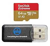 SanDisk Extreme V30 A2 64GB MicroSD Memory Card for DJI Mavic Mini 2 Drone Class 10 4K SDXC Bundle with (1) Everything But Stromboli Micro Card Reader