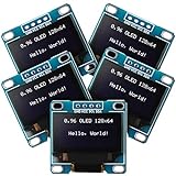 Weewooday 5 Pieces 0.96 Inch OLED Module 12864 128x64 Driver IIC I2C Serial Self-Luminous Display Board Compatible with Arduino/Raspberry PI（White）