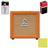 Orange Amplification Crush Mini 3-Watt Battery Powered Guitar Combo Amplifier Bundle w/ 2 Batteries & Liquid Audio Polishing Cloth (4 Items)