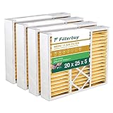 Filterbuy 20x25x5 Air Filter MERV 11 Allergen Defense (4-Pack), Pleated HVAC AC Furnace Air Filters for Honeywell FC100A1037, Lennox X6673, Carrier, and More (Actual Size: 19.88 x 24.75 x 4.38 Inches)