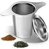 Yoassi Extra Fine 18/8 Stainless Steel Tea Infuser Mesh Strainer with Large Capacity & Perfect Size Double Handles for Hanging on Teapots, Mugs, Cups to Steep Loose Leaf Tea and Coffee (1 Pack)