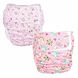 ReUseLife 2 Pieces Adjustable Washable Reusable Cloth Incontinence Underwears for Women and Men,Adult Cloth Diaper,Waist 26-50 Inches