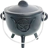 Mini Cauldron Cast Iron Triple Moon with Lid - Witchcraft Altar Supplies, Wicca Herbs Incense Burner, Suitable for Larger Potions