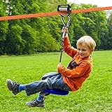ZEROMX Zip Lines for Kids Outdoor Toys - Pulley Kits with 65 Ft Slackline, Most Accessory for Warrior Obstacle Course for Kids and Adult, Maximum Load 330lb