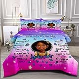 GRAT TIOC Black Girl Comforter Set Twin for Kids Teens,God Says You are Comforter Set for Black Women,Black Girl Magic Bedding Set,African American Girl Bed Bedroom Set