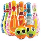 Play22 Kids Bowling Set with Carrying Bag - Colorful 12 Piece Toy Bowling Set - Sturdy Soft Foam Set - Includes 10 Pins and 2 Balls – Childrens Bowling Set & Toddler Bowling Set - Original