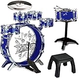 ToyVelt 12 Piece Kids Jazz Drum Set – 6 Drums, Cymbal, Chair, Kick Pedal, 2 Drumsticks, Stool – Little Rockstar Kit to Stimulating Children’s Creativity - Ideal Gift Toy for Kids, Teens, Boys & Girls