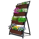 4-Ft Raised Garden Bed - Vertical Garden Freestanding Elevated Planters 4 Container Boxes - Good for Patio Balcony Indoor Outdoor - Perfect to Grow Vegetables Herbs Flowers