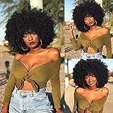 ANNISOUL Afro Wigs for Black Women Short Curly Afro Kinky Wig 70s Bouncy Huge Fluffy Puff Wigs Premium Synthetic for Cosplay and Daily