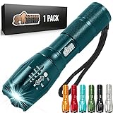 Gorilla Grip Powerful LED 750 FT Water Resistant 5 Adjustable Mode Tactical Flashlight, High Lumens Ultra Bright Battery Life Zoom Flashlights, Small Camping Car Mini Flash Light Accessories Teal Blue