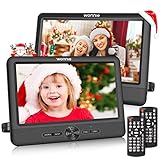 WONNIE 10' Car DVD Players, Portable DVD Player Dual Screen Play Two Different or The Same Movie with 2 Headrest Mount, 5 Hours Rechargeable Battery, Last Memory, AV Out&in, Support USB/SD/Sync TV