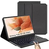 Keyboard Case for Samsung Galaxy Tab S7 FE 12.4 inch - Detachable Wireless Magnetic Smart Tablet Touchpad Waterproof Keyboard Cover - Slim Black Keyboard with Pen Holder for S7 FE SM-T730/T733/T736