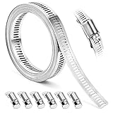 Hose Clamp, DIY 8.5 FT Metal Strapping with Holes + 6 Fasteners, Hose Clamps Stainless Steel, Large Adjustable Worm Gear Hose Clamps Pipe Clamps Band Clamp for Pipe Automotive Mechanical Applications