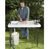 Outdoor Fish and Game Cleaning Portable Folding Camp Table and Washing Station with Flexible Faucet