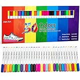 Fabric Markers, Fabric Marker Permanent for T Shirts Clothes Pillow Canvas, Fabric Paint Pens for Kids - No Bleed, Fine Tip, Set of 30 Colors