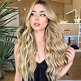 IMAGISM Ombre Dirty Blonde Wig for Women 26 Inch Long Curly Wavy Wig Middle Part Natural Looking Synthetic Heat Resistant Fiber Wigs for Daily Party Use (Ombre Dirty Blonde)