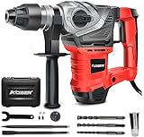 AOBEN Rotary Hammer Drill with Vibration Control and Safety Clutch,13 Amp Heavy Duty 1-1/4 Inch SDS-Plus Demolition Hammer for Concrete-Including 3 Drill Bits,Flat/Point Chisels.