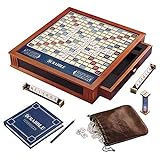 WS Game Company Scrabble Trophy Luxury Edition with Rotating Wooden Game Board