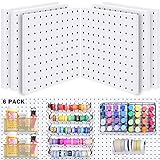 6Pcs Pegboard, Pegboard Wall Organizer, Mount Display Pegboard Kits fit Pegboard Organizer and Storage, Small Pegboard for Craft Room Garage Kitchen, Peg boards for Walls - White Pegboards Panels