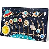 Zeoddler Movable Solar System Puzzle for Kids 3-6, Wooden Space Toys for Kids, Planets for Kids Preschool Learning Activities, Gift for Boys, Girls
