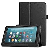 Fintie Folio Case for Amazon Fire 7 Tablet (9th Generation, 2019 Release) - Slim Fit PU Leather Standing Protective Cover with Auto Wake/Sleep, Black