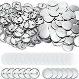 600 Pieces Blank Button Making Supplies Round Badge Button Parts Metal Button Pin Badge Kit for Button Make Machine, Including Metal Shells Metal Back Cover and Clear Film (1 Inch)
