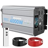 4000 Watt Modified Sine Wave Inverter, 12V Power Inverter, Four 110 / 120V DC to AC Outlets,Type-C Port,Dual Fast Charge USB Ports, LCD Display, Remote Control for Home RV Solar Car Emergency Off Grid