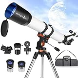 Hetekan Telescopes for Adults Astronomy, Telescope 90mm Aperture 700mm for Adults Kids & Beginners,Refractor Telescope with Tripod, Finderscope and Phone Adapter