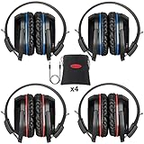 SIMOLIO 4 Pack IR Headphones for Car DVD, Wireless Headphone for TV, Outdoor Movie, Dual Channel Infrared Headphone for uConnect, Dodge, Honda Odyssey, Town and Country, GMC Yukon, w/Volume Control