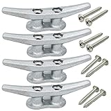Boat Dock Cleats 4 inch - Hot Dipped Galvanized Boat Cleats, Rope Cleat, Anchor Line Cleat, Boat Cleats With Hardware Ideal for Boat Docks, Decks, Piers for Tying up Boats,Marine Decor (4 Pack)