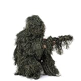 NINAT Ghillie Suit Woodland Camouflage Forest 3D Camo Leafy Gear Jungle Hunting Camouflage Clothing 4-Piece + Bag Adult
