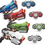 Soyee Laser Tag Set - Pack of 4 Infrared Blasters & Vests with Innovative Fog Effect - Outdoor Games Activities for Teenagers Age 8+ and Adults - Thrilling Kids Toy Gifts for Birthday Holiday