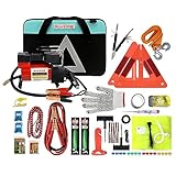 BLIKZONE Aqua Car kit Emergency Road Kit with Tire Repair Tools, Jumper Cables kit for car, Heavy Duty Digital air Compressor Portable, Tow Strap and More Car Necessities and Car Essentials for Women