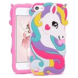 FunTeens Vivid Unicorn Case for iPod Touch 6th 5th Generation 3D Cartoon Animal Cute Soft Silicone Rubber Protective Cover,Animated Stylish Cool Skin Shell for Kids Child Teens Girl(iPod Touch 6/5th)