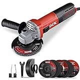 DCK Angle Grinder, 9.2Amp 4-1/2-Inch Corded Angle Grinder, 11,800 RPM with 2 Safety Guards, 6 Piece Discs (2 Cutting/ 2 Grinding/ 2 Flap Discs), Professional Angle Grinder for Metal, Wood (KSM17-115B）