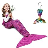 AmyHomie Mermaid Tail Blanket, Soft Crochet Sleeping Bag Blanket for Kids Adults, Mermaid Gift for Girls(Rainbow,Kids)