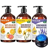 3 Pack Cellulite,Sore Muscle & Lavender Relaxation Massage Oils with Roller Massage Ball,Spa Treatment Gift Set for Soothes Sore Muscle. Natural Massage Oil Plant Aroma Moisturizing Oil