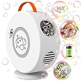 Bubble Machine Automatic Bubble Blower for Kids Toddlers Rechargeable Battery Portable Bubble Maker Electric Bubble Machine Auto Rotating 90°/360° Outdoor Toy for Birthday Party Wedding