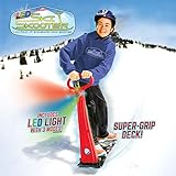 Geospace Original LED Ski Skooter: Fold-up Snowboard Kick-Scooter for Use on Snow, Assorted Colors (Red, Green or Blue)