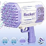 69-Hole Bazooka Bubble Gun Machine with Flash Lights|Rocket Boom Bubble Blower|Giant Bubble Blaster Maker,Toddler Outdoor Toys for Kids Ages 4-8,Gifts for 3 5 6 7 Year Old Boys & Girls,Adults (Purple)